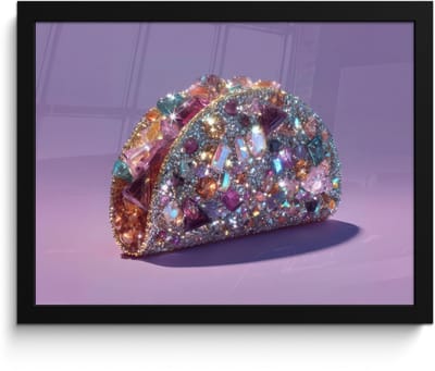 Poster in lijst - Fotolijst 40x30 cm - Posters - Edelstenen - Glitters - Paars - Kleurrijk - Posterlijst zwart - Decoratie - Wanddecoratie woonkamer - Muurdecoratie slaapkamer