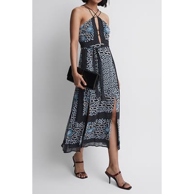 Reiss Aliana Midi Dress — Navy/blue Maat: 14 | Midi Jurken Outlet | Dames | Blauw