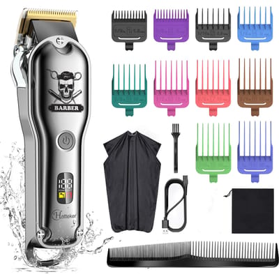 HATTEKER Tondeuse Heren Baardtrimmer Professionele draadloze oplaadbare tondeuse Kit Kapper Sterke kracht