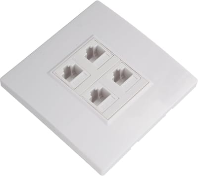 Ethernet Muurplaat - Netwerk Aansluiting - Netwerk Organiseren - 4 Poorten Verwijderbaar - 86x86mm - Wit