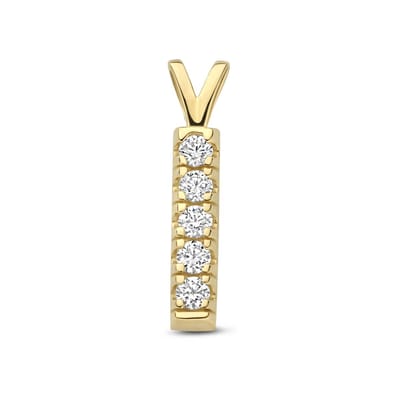 New Bling - 9NBG-0930 - 14K geelgouden hanger – met 5 zirkonia – elegant design