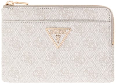 GUESS kaarthoes sleutelgeval Laurel II SLG Key Ring Pouch Bone Logo crème