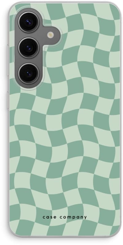 Case Company® - Hoesje geschikt voor Samsung Galaxy S24 hoesje - Grid Groen - Soft Cover Telefoonhoesje - Bescherming aan alle Kanten en Schermrand