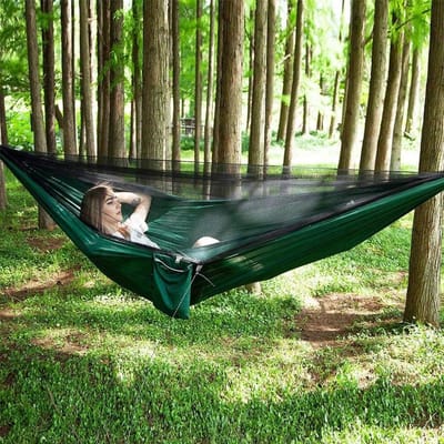 Klamboe Hangmat - Kampeerhangmat - Buiten Ontspannen - Ultralicht & Draagbaar - 290x140 cm - Groen