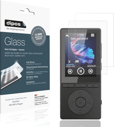 dipos – 2x Matte Pantserfolie geschikt voor Aiandcc M6 MP3-Player | 9H Screenprotector