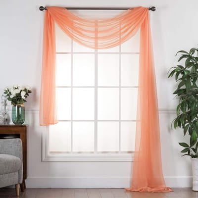 Transparante Voile Sjaal - Decoratieve Gordijnstof - Evenement Decoratie - Eindeloze Decoratiemogelijkheden - 54" B x 216" L - Zalm