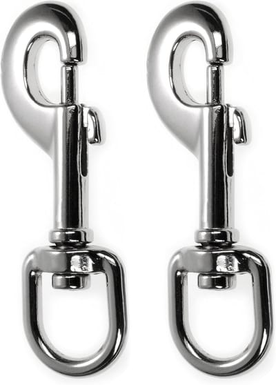 karabijnhaak met draaischarnier 90 mm, boutkarabijnhaak met draaikop en veersluiting, gelegeerd staal, zwart, 2 stuks, voor hondenriem, tuig, lijnen en koord