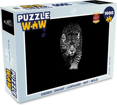 Puzzel Dieren - Zwart - Luipaard - Wit - Wild - Legpuzzel - Puzzel 1000 stukjes volwassenen
