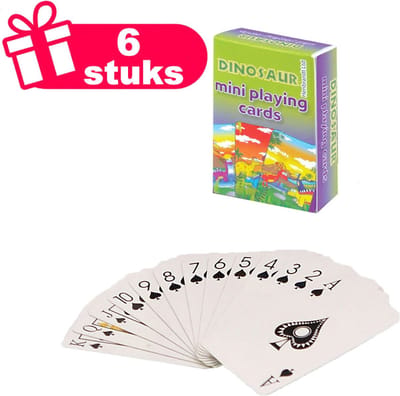Henbrandt - 6 Stuks Mini Dinosaurus Speelkaarten - Traktatie uitdeelcadeautjes voor kinderen & peuters - Traktaties en kinderverjaardagen - Klein grabbelton speelgoed voor in traktatie uitdeelzakjes