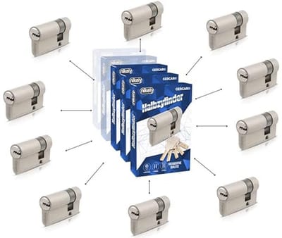 Gelijksluitende Cilinderset 10x Halve Cilinder voor Garagedeur - 10 Cilinders incl. 50 Sleutels