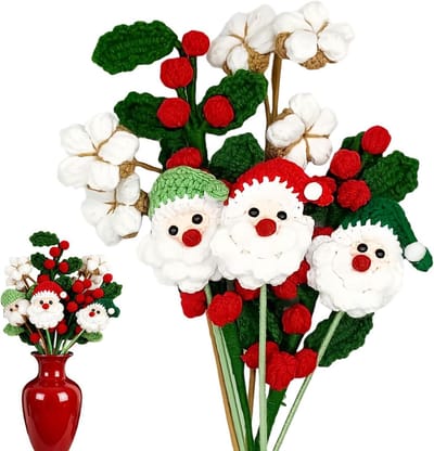 Kerstbloemen Boeket - Gehaakte Decoratie - Feestelijke Decoratie - Handgehaakt Vakmanschap - 5 stuks - Uniek