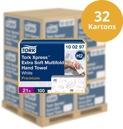 Pallet Tork 100297 Xpress handdoeken Premium H2 I-vouw Extra Soft 2-laags (100297P)