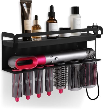 Wandbeugel voor Föhn en Stylingtools zonder Boren, Organizer voor Haarstylingaccessoires en Föhnhouder voor Badkamer