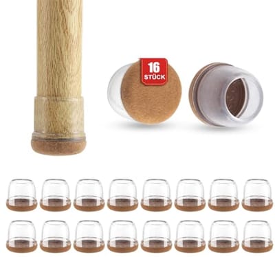 Stoelpootdoppen met Vilt - Beschermers voor Vloeren - 16 Stuks - Diameter 19-25 mm - Rond