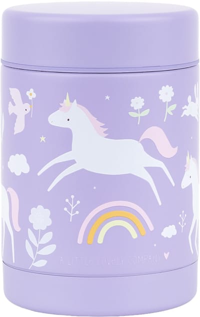 A Little Lovely Company - Geïsoleerde RVS voedselpot - thermos lunchbox kinderen - Thermosbeker - BPA vrij - voedselcontainer - Eenhoorn dromen - lila