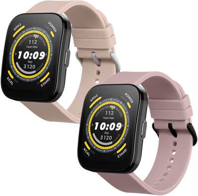 kwmobile 2x horlogebandjes geschikt voor 22mm Amazfit Bip 6 / Bip 5 Unity / Bip 5 / GTS 3 / Balance 2 / Helio Strap bandje - Smartwatch bandjes van TPU - Activity tracker horloge band in lavendel / oudroze