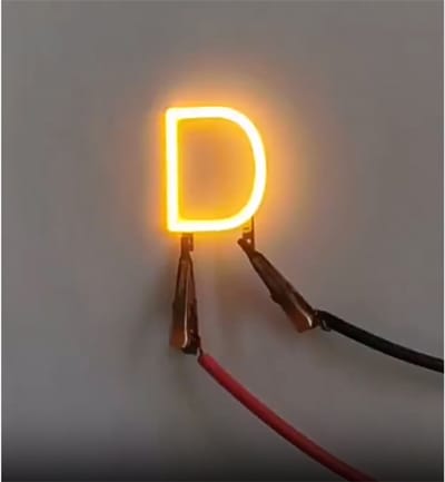 -D- COB LED 3V Filament Letter Geel 3 x 3 cm FPC 2200K 1W Warm-wit