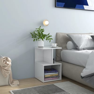 vidaXL - Nachtkastje - 35x35x55 - cm - bewerkt - hout - hoogglans - wit