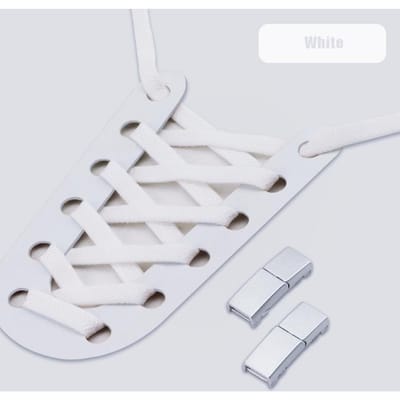 elastische veters metalen kruissluiting Veters zonder knopen kinderen volwassen sneakers snel aan en uit veterschoen accessoires 1 paar wit