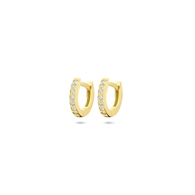 14K geelgouden klapoorringen diamant 0.10ct (2x0.05ct) h si 10 mm - 4034073