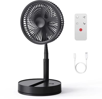 Draadloze Opvouwbare Ventilator 8000mAh met Afstandsbediening - Staande & Tafelventilator - Zwart