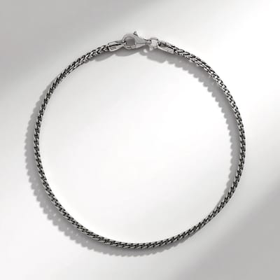 Cavill - 925 Sterling Zilver Gerhodineerde Zilveren Armband - Elegante Franco Ketting 20 cm - Fijne Armband met Karabijnsluiting