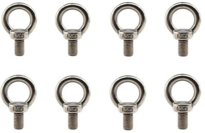 Dailygoods- Oogbout M6 - 304 Roestvrij Staal - Pack van 8 Stuks - Verlengde Draad 30mm - Antiroest - Duurzaam en Schokbestendig - Ophangring
