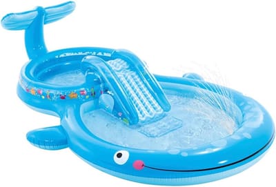 Waterspeelcentrum, waterspeelcentrum, 373x234x99 cm, 235 liter, 81 kg, gevoerde bodem, zwembad met glijbaan, met sproeiapparaat, kinderzwembad, voor kinderen + 2 jaar