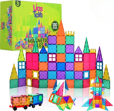 LiasToys® - Magnetisch Speelgoed - Magnetic Tiles - Bouwspeelgoed - 120 Stuks - Bouwblokken - Magna - Magneten Speelgoed - Magnetische Tegels - Bouwstenen - Montessori Speelgoed - Educatief Speelgoed - Jongens & Meisjes