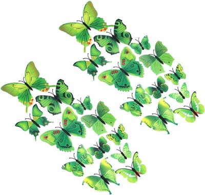 Allecto - Vlinder magneet muursticker - 3D simulatie - Groen - Decoratie - Koelkaststicker - Huisdecoratie - Geschikt voor thuis - Groen model