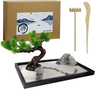 Mini Japanse Zen Tuin met Zand en Stenen voor Meditatie en Ontspanning