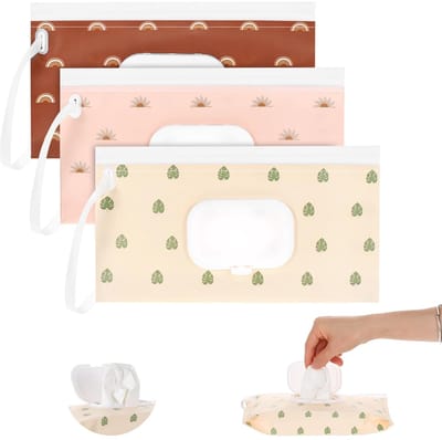 Dailygoods- Vochtige Doekjes 3 Stuks - Herbruikbare Dispenser - Draagbare Houder - EVA Materiaal - Waterdicht - Voor Babyverzorging - Doekjeshouder