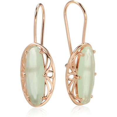 Kienl Boucle d'oreille Longue Vintage Couleur Or Rose Pour Femmes Unique Zircon Vert Naturel Accessoires Bijoux Quotidien Haute Qualité beige