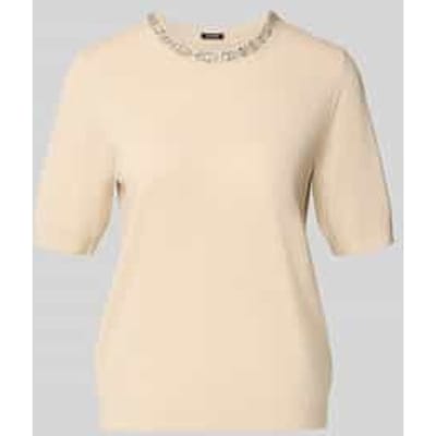 regular fit T-shirt met siersteentjes en mix van viscose en kasjmier model 'Krissi'