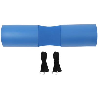 Coussin de squat bleu en mousse épaisse pour haltères, coussin pour le cou et les épaules, avec 2 sangles pour squat
