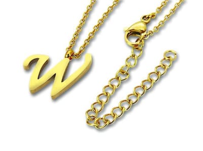 Amanto Ketting Letter W Goldcolor - 316L Staal - Alfabet - 15x13mm - 50cm