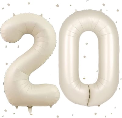 Grote Beige Cijferballon 2, 101 cm, Folieballon voor 20e Verjaardag Decoratie