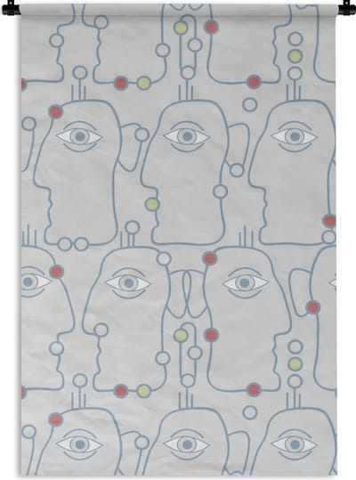 Wandkleed - Wanddoek - Line Art - Gezicht - Patroon - 60x90 cm - Wandtapijt