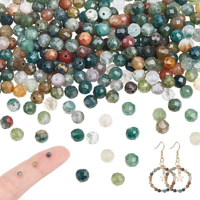 Kralen, 3 mm facetgeslepen natuurlijke agaat kralen afstandhouders losse edelsteen kralen voor doe-het-zelf halsketting armband sieraden maken, gat: 0,8 mm