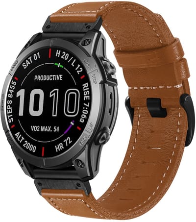 Strap-it Premium leren bandje geschikt voor Garmin Fenix 9 (Pro) 51mm / Fenix 8 (Pro) 51mm / Garmin Fenix 7x (Pro - Sapphire Solar) / Fenix 6x (Pro - Sapphire) / Fenix 5x (Plus) / Fenix 3 / Epix Pro (Gen 2 - 51mm) / Enduro 1-2-3 - Bruin
