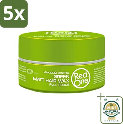 5 x Red One - Haarwax - Groen - Aqua Hair Gel Wax - Voor Stevige Styling & Verzorging - 150 ml - Grootverpakking - Haarwax - Haartypen - Styling - Haarverzorging - Hydraat