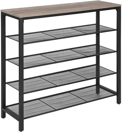 Hoppa! Schoenenrek - Greige/Zwart - Spaanplaat/Staal - 100 x 30 x 92,5 cm (B x D x H)