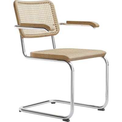 Thonet S 64 V Stoel Pure Materials - eiken helder gelakt - kunststofglijder zwart met vilt