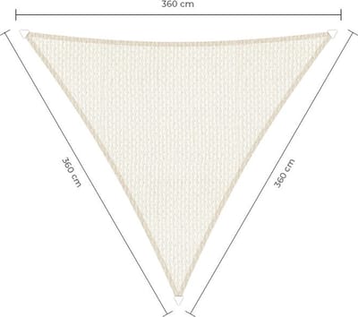 Schaduwdoek driehoek - 3,6x3,6x3,6m - Wit - Waterdoorlatend