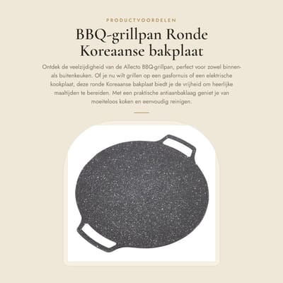 Dailygoods - BBQ-grillpan - Ronde Koreaanse bakplaat - Antiaanbaklaag - Zilver - Geschikt voor binnen en buiten - 30 cm