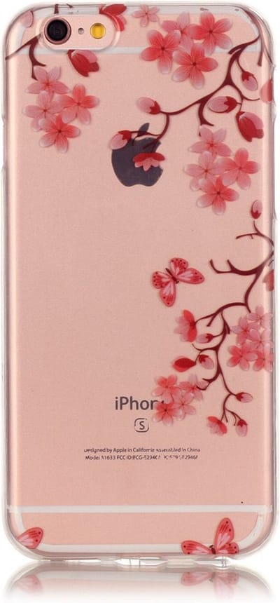 Peachy Zen Bloesem Bloemtakken Natuur Vlinders TPU geschikt voor iPhone 6 6s hoesje zen cover - Doorzichtig