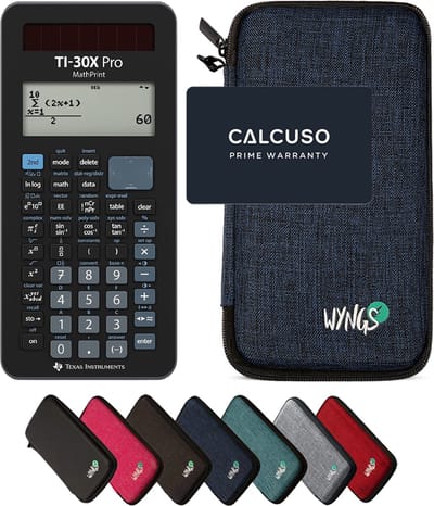 TI-30X Pro MathPrint incl. WYNGS Beschermhoes Blauw - Wetenschappelijke Rekenmachine - Basis Pakket