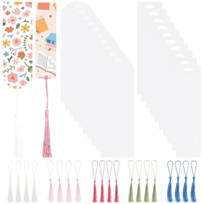 Allecto - Boekenleggers set - Acryl boekenleggers met tassels - 20 stuks - DIY projecten - Creatief gebruik - Geschikt voor boeken en notities - Kl...