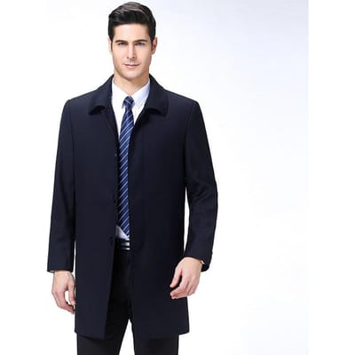 Trenchcoat Heren Middellang Papa's Jas Reverskraag Jas Mode Casual Effen Kleur Top Heren 4XL black