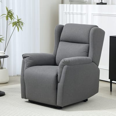 OKWISH Relaxfauteuil 80 x 94 x 101 cm - Handmatig Verstelbare Rugleuning Tot 160° Met Uitschuifbare Voetensteun - Woonkamer - Stof - Donkergrijs
